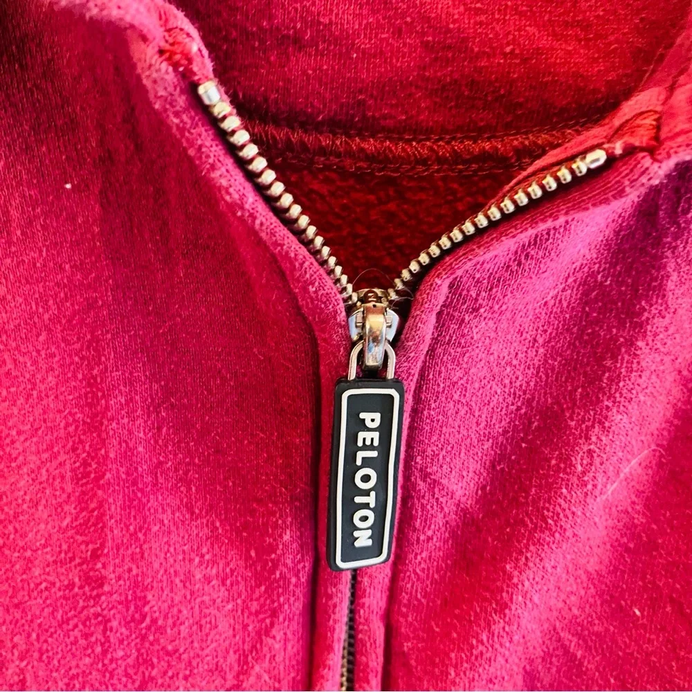 Peloton Burgundy Full Zip-Up Logo Hoodie, Womens XL - Picture 4 of 7